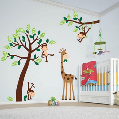 Monkey And Giraffe Jungle Wall Sticker from B&Q