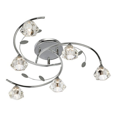 Lighting Collection Light Ing Collection Macai Chrome 6Lt Semi-Flush Size 6