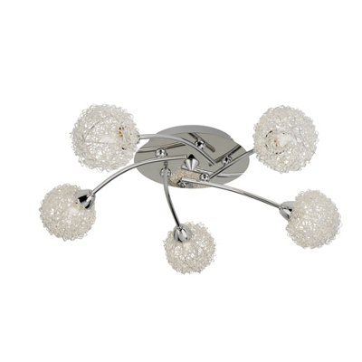 Lighting Collection Unisex Silver 5Lt Ceiling Flush Chrome Aluminium Ceiling Light In - Image 5