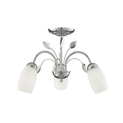 Lighting Collection  3 Light CeilingChromeWhite Glass Shade from B&Q