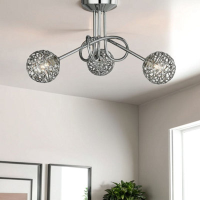 Pagazzi Lighting Pagazzi Kesha Polished Chrome Semi-Flush Ceiling Light from B&Q