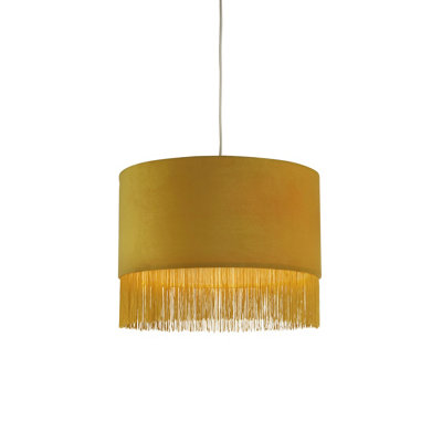 Lighting Collection Aberarth Mustard Velvet Fringe Shade from B&Q