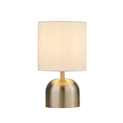 Lighting Collection Satin Shaded Touch Lamp - Silver - Image 8