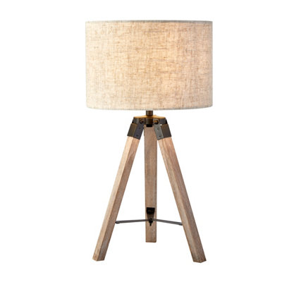 Lighting Collection Unisex Grey Tripod Table Lamp With Linen Shade Table Lamp In - Image 8