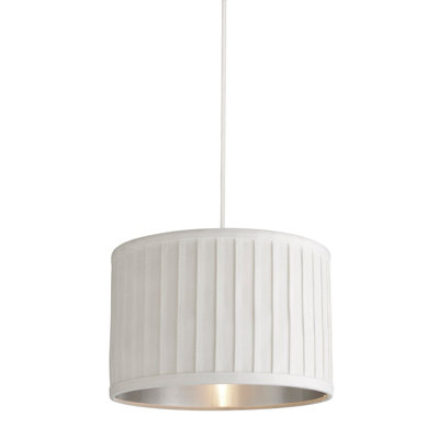 Lighting Collection Unisex Ivory Pleated Velvet Shade With Metallic Silver Inner 40Cm Lamp Shade - Image 6