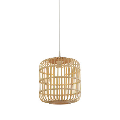 Lighting Collection Cage Weave Natural Rattan Style Open Lattice Pendant Light Shade from B&Q