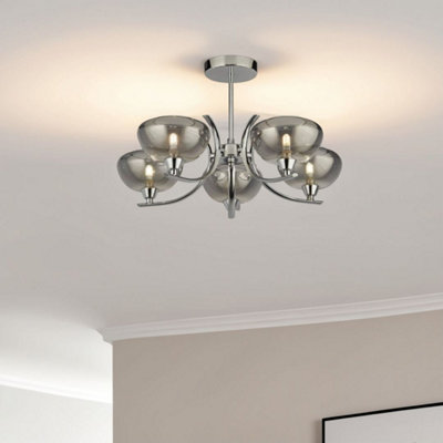 Pagazzi Ing Hansel Semi Flush 5 Smoked Glass Ceiling Light
