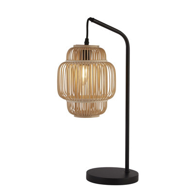 Lighting Collection Kilkeel Black Table Lamp With Bamboo Frame Shade from B&Q