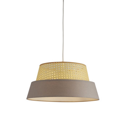 B&Q -  Mallaig Rattan And Linen Shade Grey
