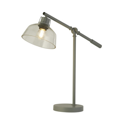B&Q -  Clear Glass And Grey Task Table Lamp