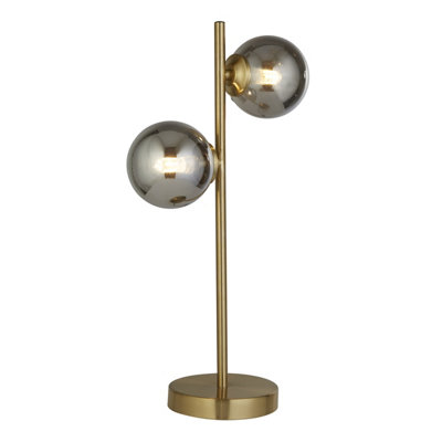 Lighting Collection Brass And Smoke Table Lamp - Brass - Image 4