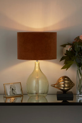 Lighting Collection Sienna Burnt Orange Velvet Drum Shade With Copper Inner 30Cm from B&Q