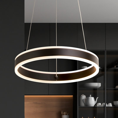 Lighting Collection Minimalist Matte Black Ring Led Pendant Light With Adjustable Suspension from B&Q