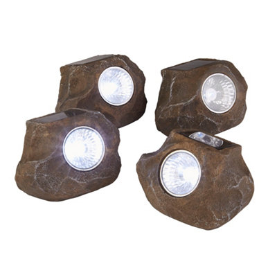 Julian Charles Brown Solar Rock Led Lights - Set Of 4 - One Size - Image 7