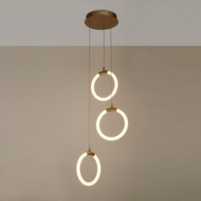 Lighting Collection Contemporary Triple Ring Led Pendant Light With Staggered Modern Suspension from B&Q