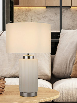 Lighting Collection Ceramic And Chrome Table Lamps