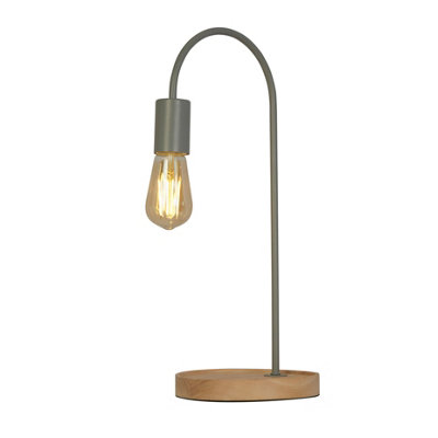 Lighting Collection Matt Grey Amd Wood Storage Desk Lamp from B&Q