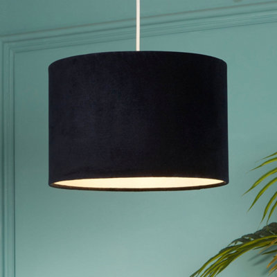 Lighting Collection Midnight Loom Black Fabric Modern Drum Pendant Light Shade 30Cm from B&Q