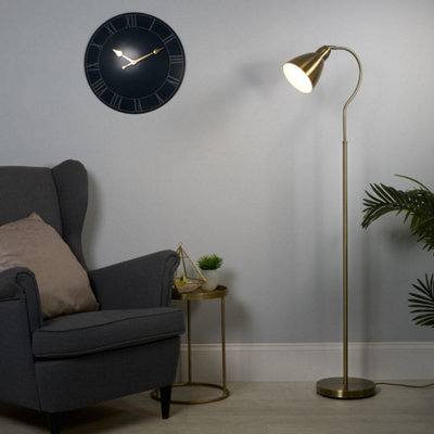 Pagazzi Lighting Pagazzi Fairfax Antique Brass Task Floor Lamp from B&Q