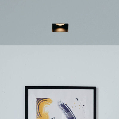 Envirolight Square Plaster-In Trimless Fire Rated Fixed Downlight Sand Black from B&Q