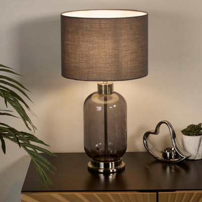Lighting Collection Kendric Smoke Glass Table Lamp from B&Q