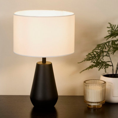 Lighting Collection Orson Table Lamp - White Shade - Black Base - Touch Dimmer - Image 3