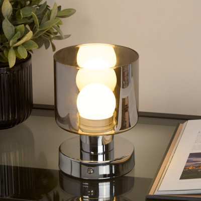 Lighting Collection Smoke Glass Rechargeable Led Lamp from B&Q
