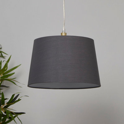 Lighting Collection Charcoal Loom Tapered Fabric Drum Pendant Light Shade from B&Q