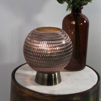Lighting Collection Hammered Metal Globe Table Lamp With Warm Ambient Lighting from B&Q