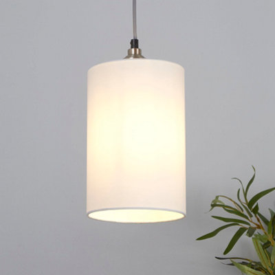 Lighting Collection Tall Form Luxe Fabric Cylinder Pendant Shade from B&Q