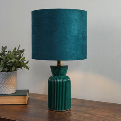 Lighting Collection Maia Stripe Table Lamp Emerald from B&Q