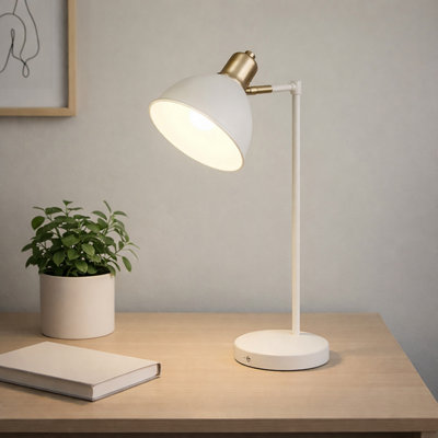 Lighting Collection Rechargeable And Portable Desk Lamp Cream from B&Q