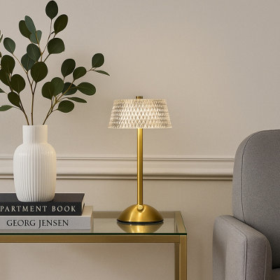 Lighting Collection Pair Of Rechargeable Table Lamp With Crystal Effect Shades from B&Q