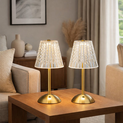 Lighting Collection Pair Of Rechargeable Table Lamps With Crystal Effect Shades from B&Q