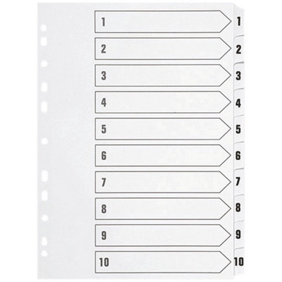 Q-Connect Index 1-10 Polyp Wht Pk25 from B&Q
