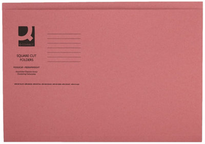 Q-Connect Pink Square Cut Folder Medium Weight 250Gsm Foolscap (Pack Of 100) from B&Q