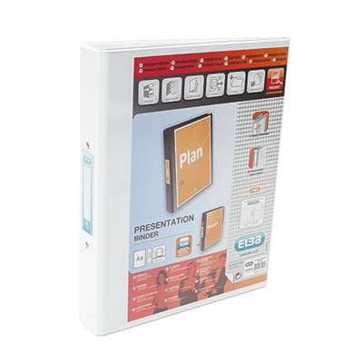 Elba A4 2 O-Ring Binder25mm Capacity30mm SpinePresentation Folder With Customisable CoverPortraitWhite (Single) from B&Q