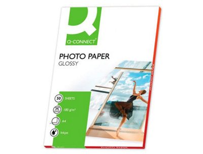 Q-Connect 180Gsm A4 Gloss Photo Paper (Pack Of 50) from B&Q