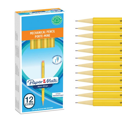 Paper Mate Non-Stop Mechanical Pencil 0.7mm Hb 2 Yellow Barrel 12 Count from B&Q