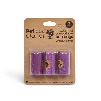 Petface Planet Compostable Poop Bags 3 X 20 Bag Rolls from B&Q