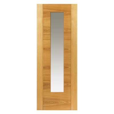 JB Kind Doors Mistral Oak Glazed Internal Door from B&Q