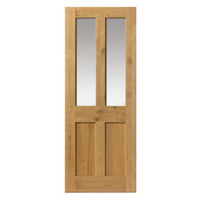 B&Q -  Rustic Oak 4 Panel Glazed Internal Door