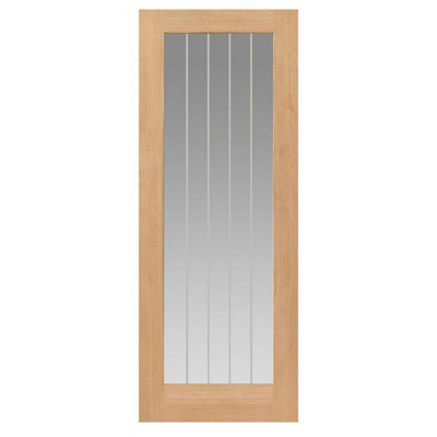B&Q -  Thames Oak 1 Light Oak Internal DoorUnfinished