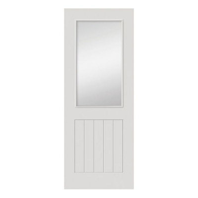 B&Q -  Thames White Half Light Glazed Internal DoorPrimed
