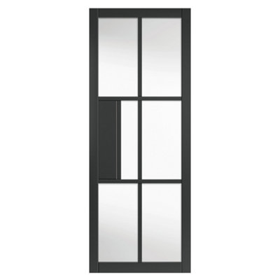 JB Kind Doors Urban Industrial Civic Black Clear Glass Internal Door from B&Q