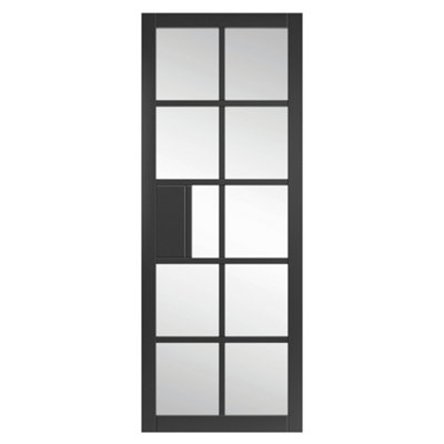 JB Kind Doors Urban Industrial Plaza Black Clear Glass Internal Door from B&Q