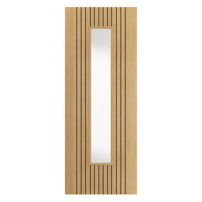 JB Kind Doors Aria Oak Glazed Internal Laminate Door from B&Q