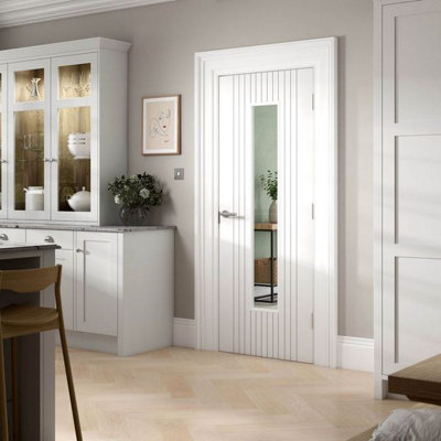 JB Kind Doors Aria White Glazed Internal Laminate Door from B&Q