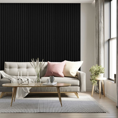 JB Kind Doors Black Laminate Acoustic Wall Panel 2400mm X 600mm (Black Felt) from B&Q