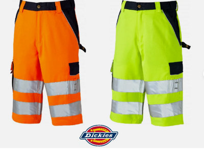 Dickies Shorts Sa30065 Hi Vis Viz Industry Safety Cargo Work Shorts PocketsOrange